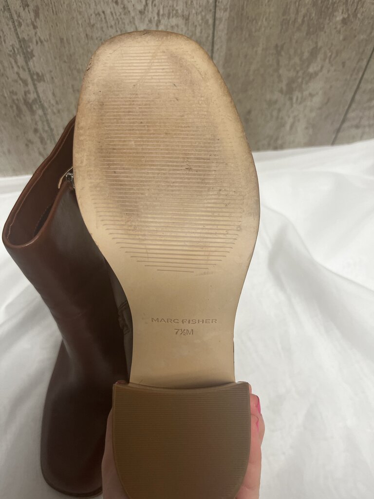 Marc Fisher Lysia Ankle Boot Dark Natural Leather Size 7.5