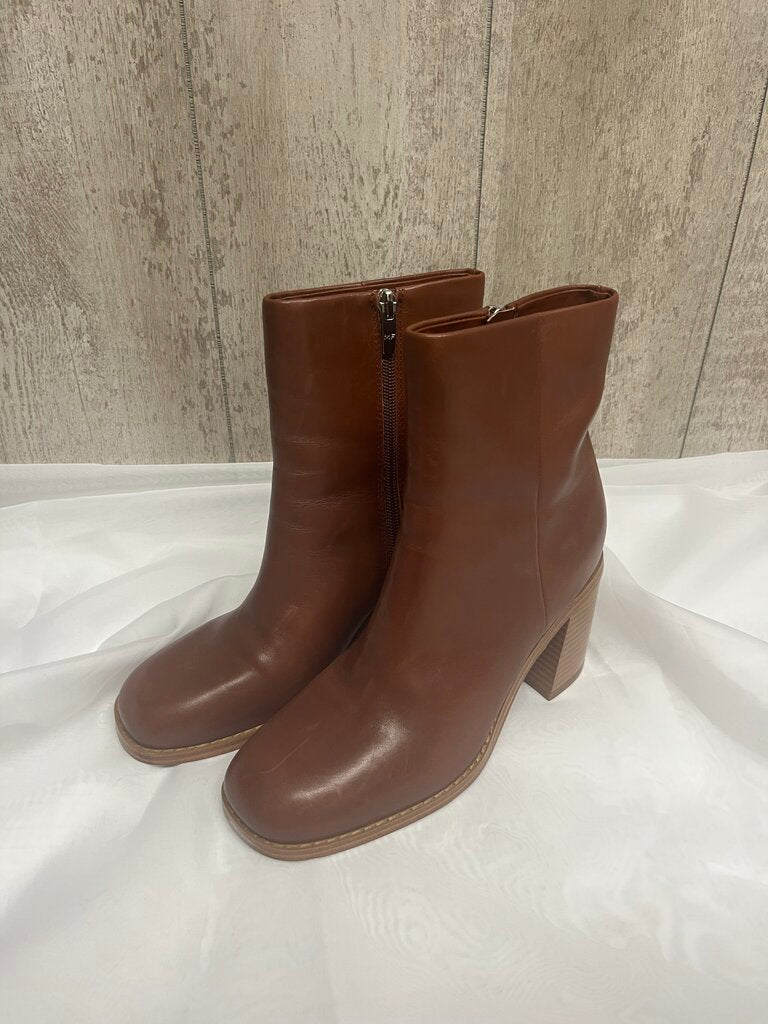 Marc Fisher Lysia Ankle Boot Dark Natural Leather Size 7.5