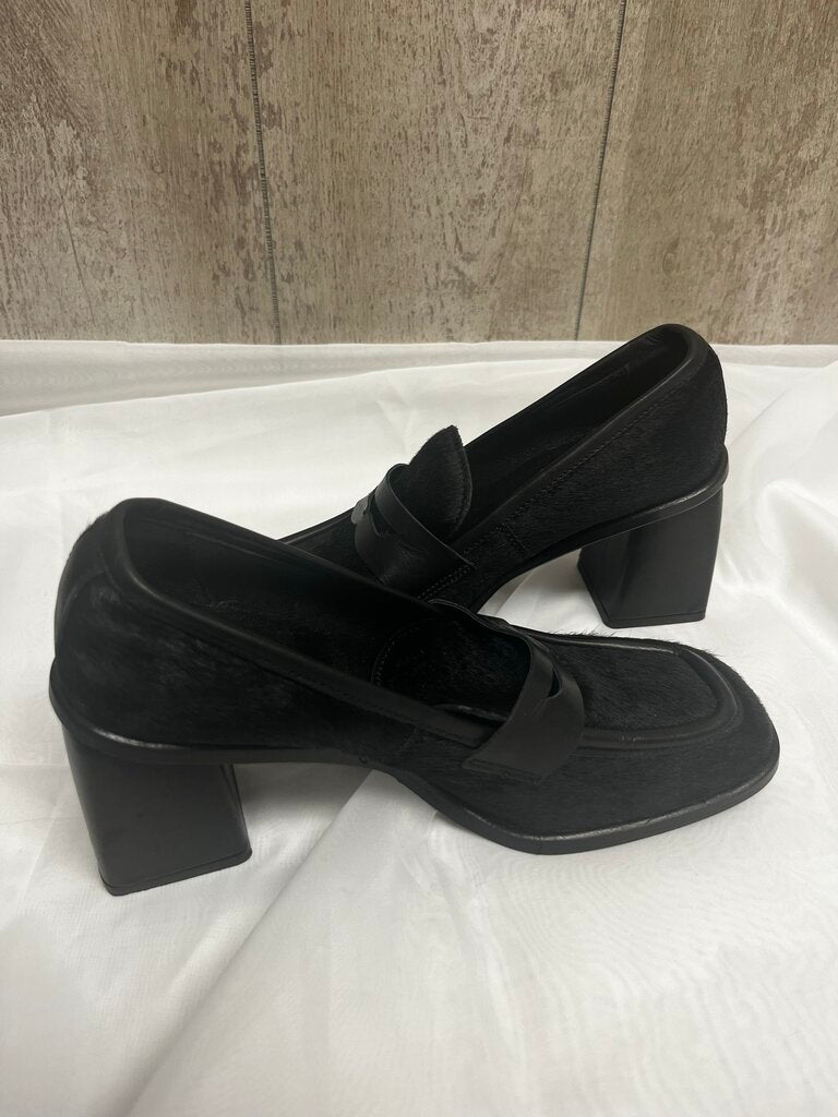 L'Idea by Lori Black Faux Fur Loafer Heels Size 38