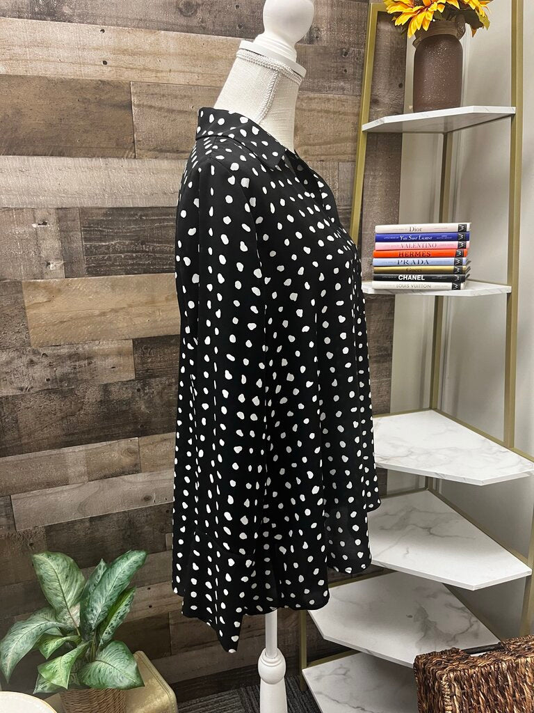Pleione Women's Black and White Polka Dot Blouse Size M