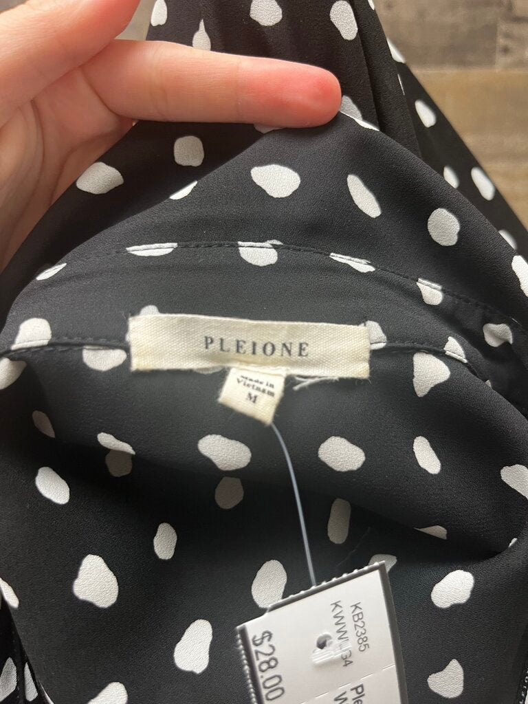 Pleione Women's Black and White Polka Dot Blouse Size M