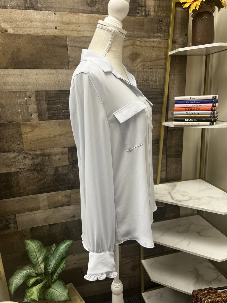 Loft Periwinkle Blue Button Up Blouse Size M