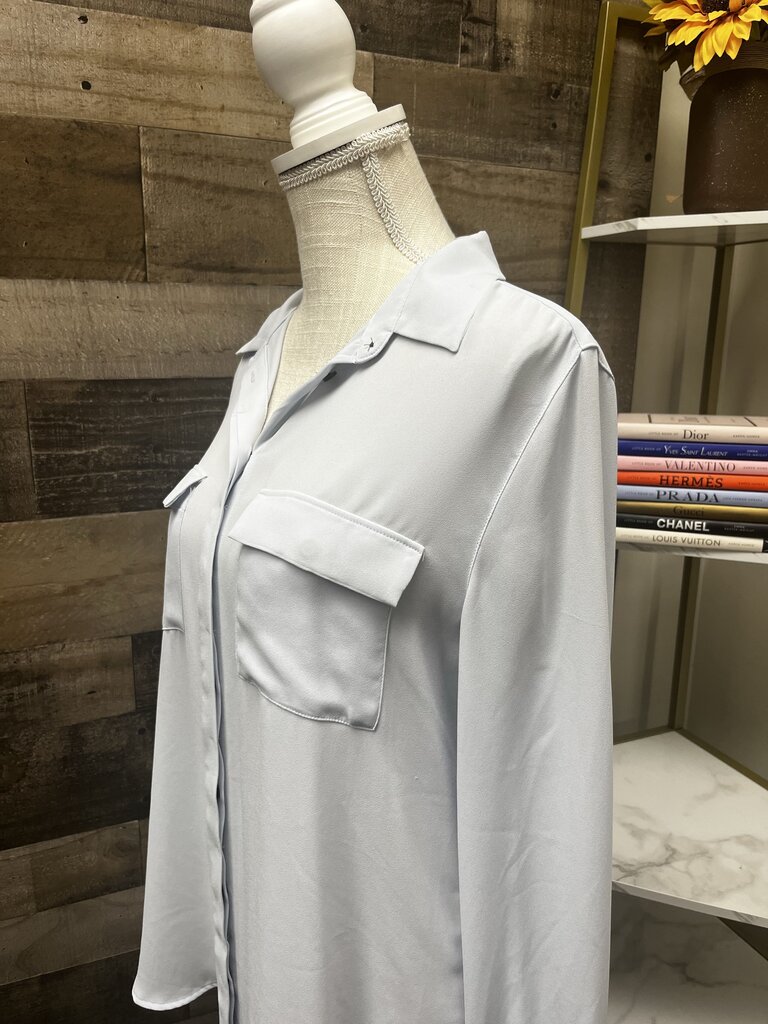 Loft Periwinkle Blue Button Up Blouse Size M