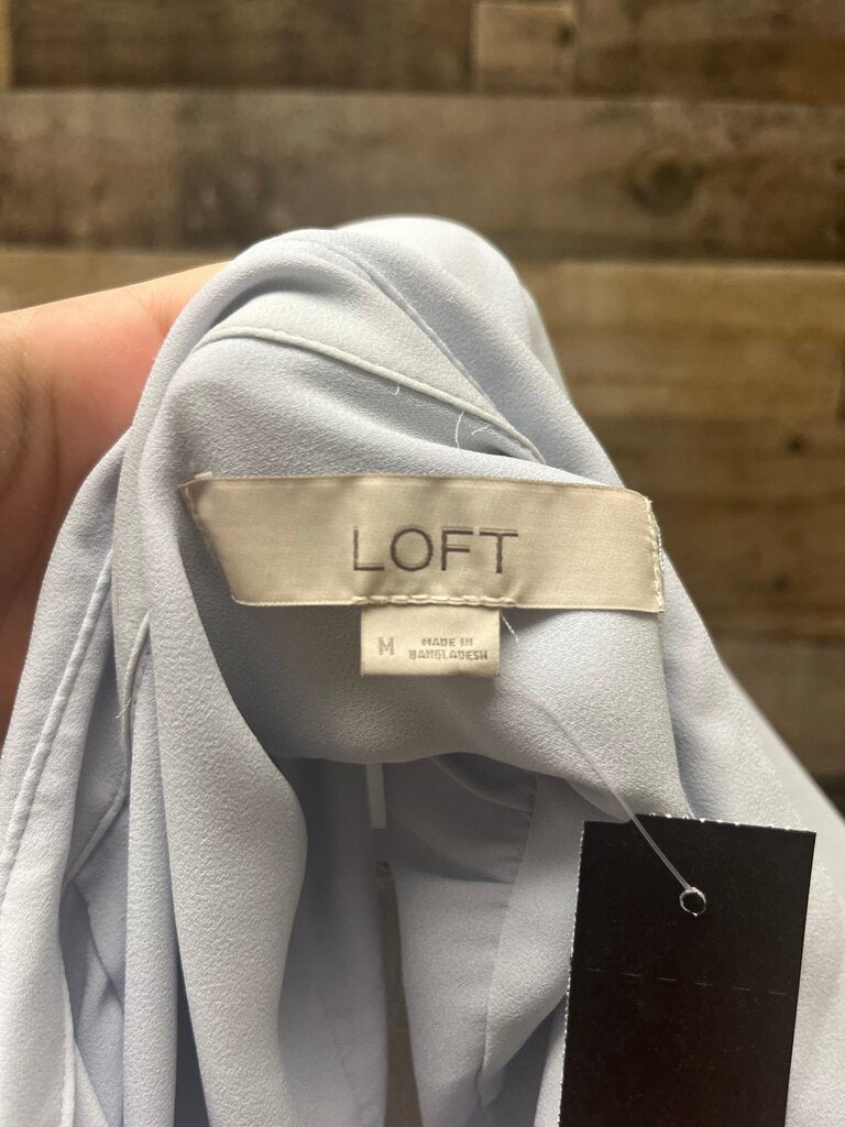 Loft Periwinkle Blue Button Up Blouse Size M