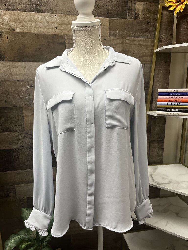 Loft Periwinkle Blue Button Up Blouse Size M