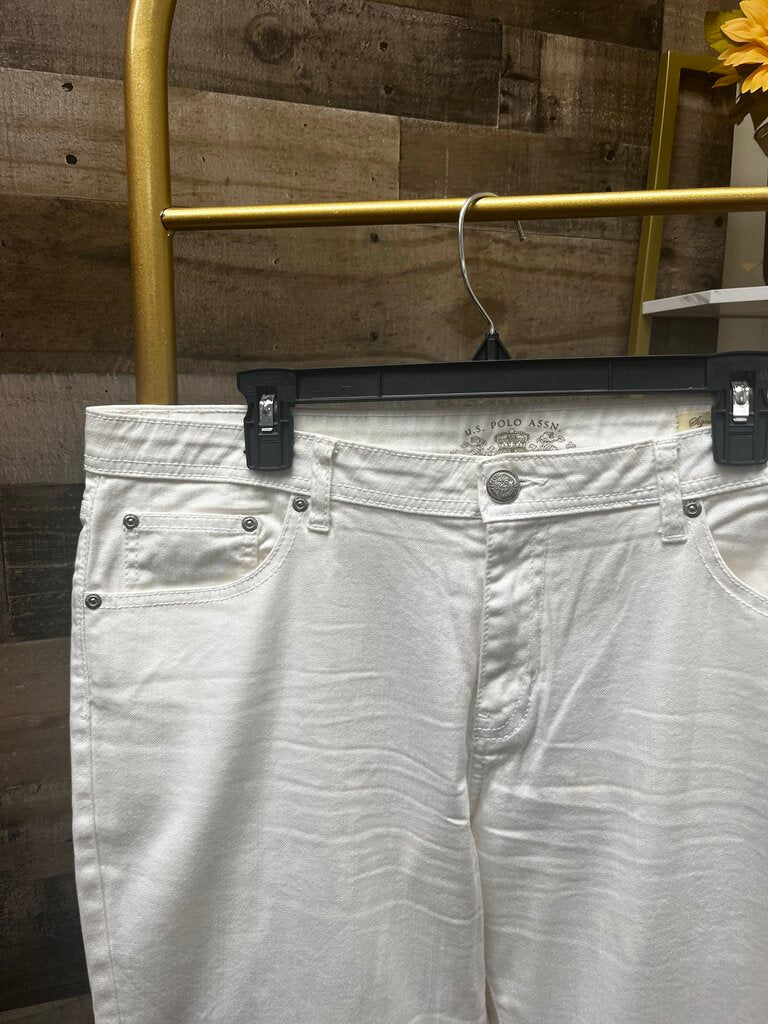 US Polo Assn. Signature Bootcut White Jeans Size 16