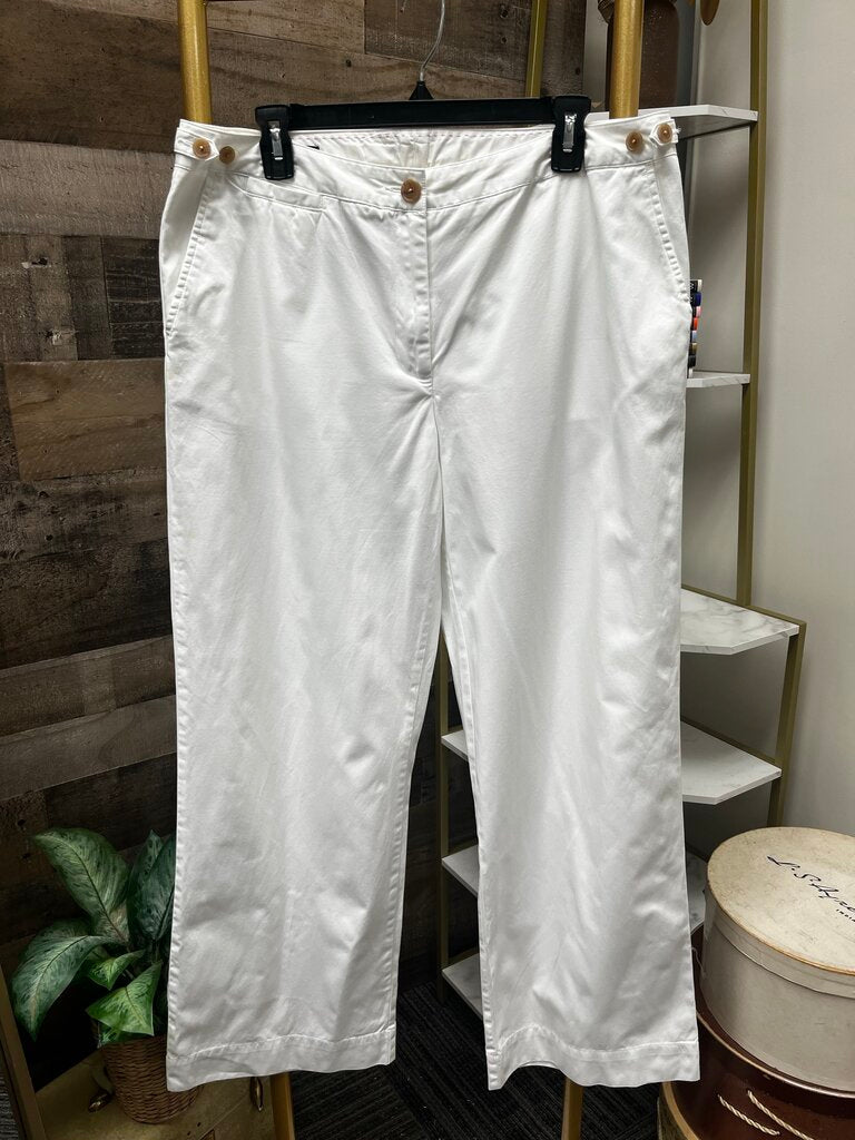 Land's End White Button Pocket Wide Leg Jeans Size 14