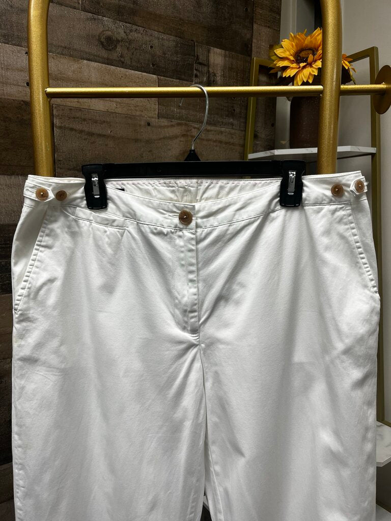 Land's End White Button Pocket Wide Leg Jeans Size 14