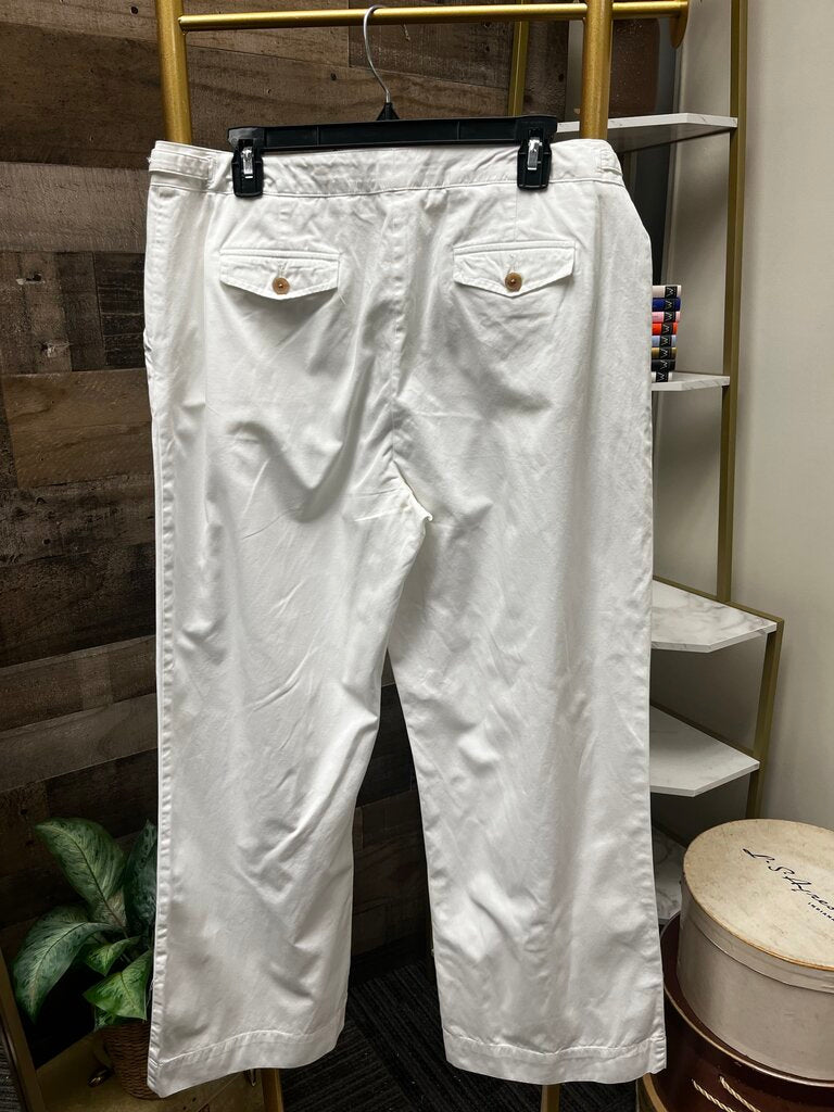 Land's End White Button Pocket Wide Leg Jeans Size 14