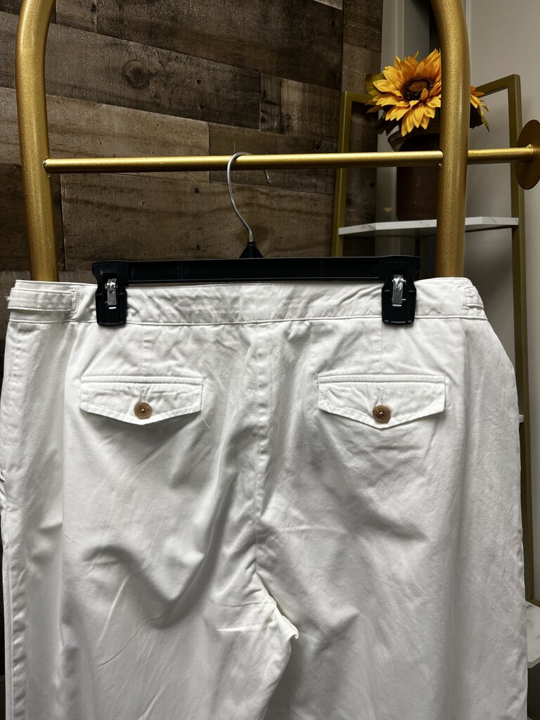 Land's End White Button Pocket Wide Leg Jeans Size 14