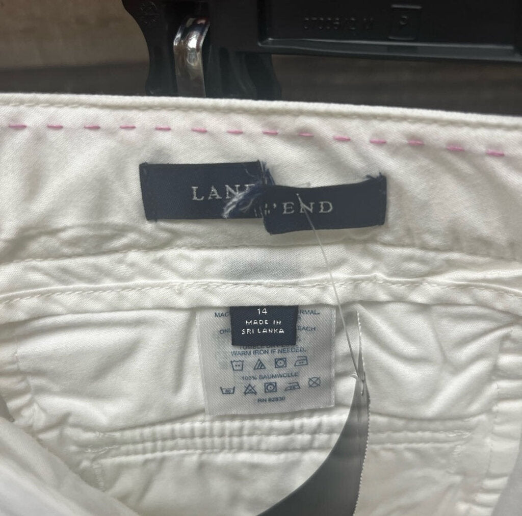 Land's End White Button Pocket Wide Leg Jeans Size 14