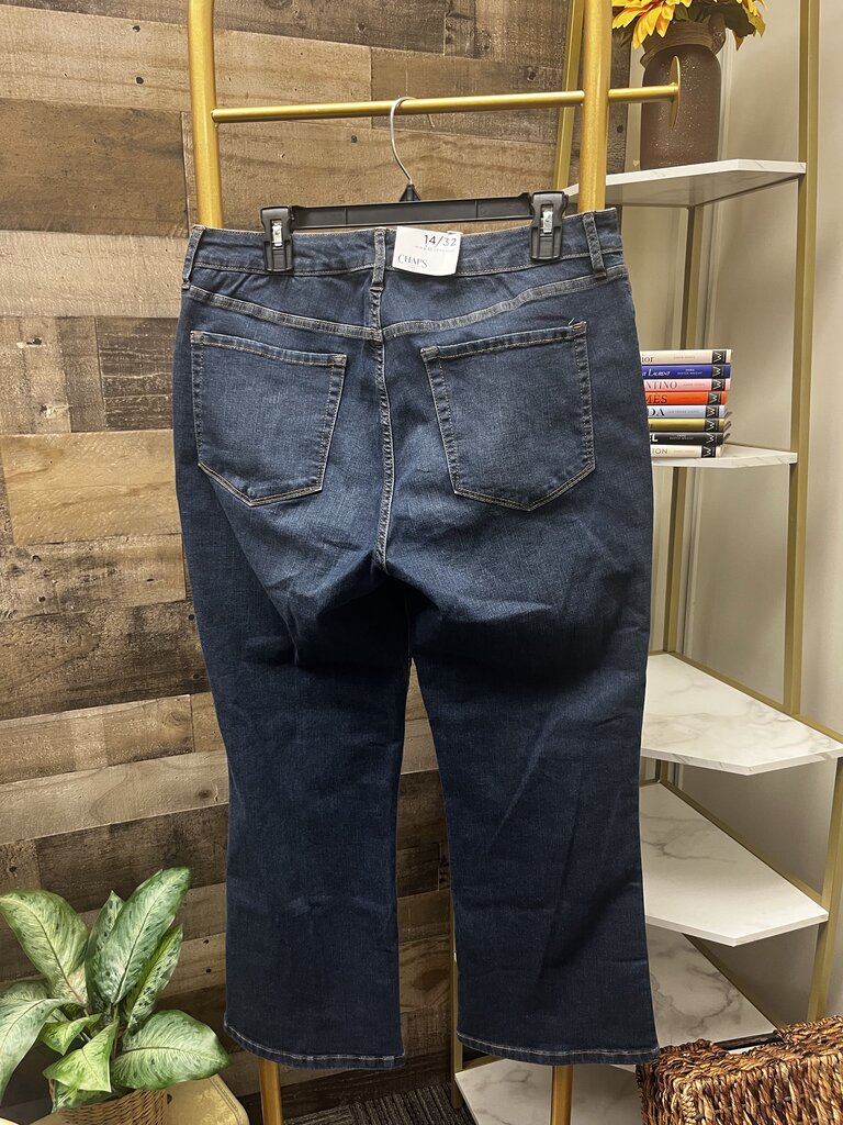 NWT Chaps Midrise Crop Kick Dark Wash Jeans Size 14/32