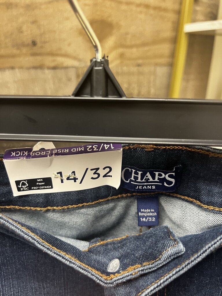 NWT Chaps Midrise Crop Kick Dark Wash Jeans Size 14/32