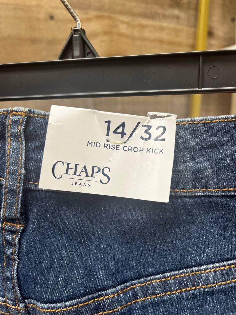 NWT Chaps Midrise Crop Kick Dark Wash Jeans Size 14/32