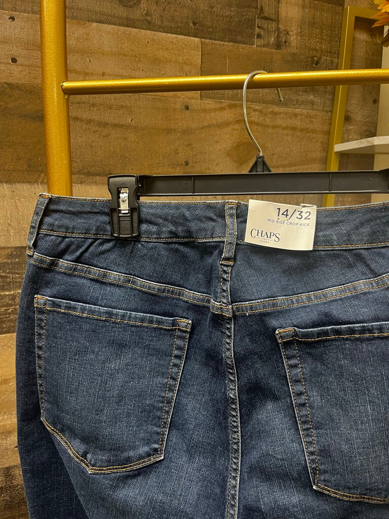 NWT Chaps Midrise Crop Kick Dark Wash Jeans Size 14/32