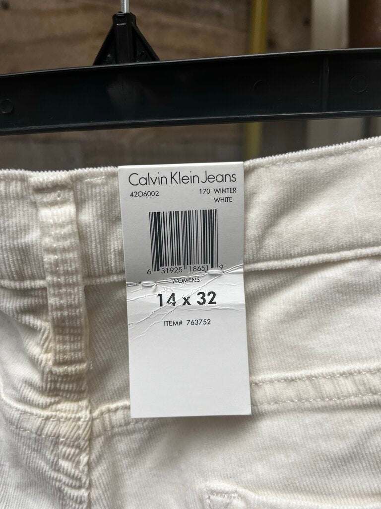 NWT Calvin Klein Straight Corduroy Jeans White Size 14/32
