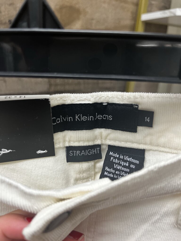 NWT Calvin Klein Straight Corduroy Jeans White Size 14/32