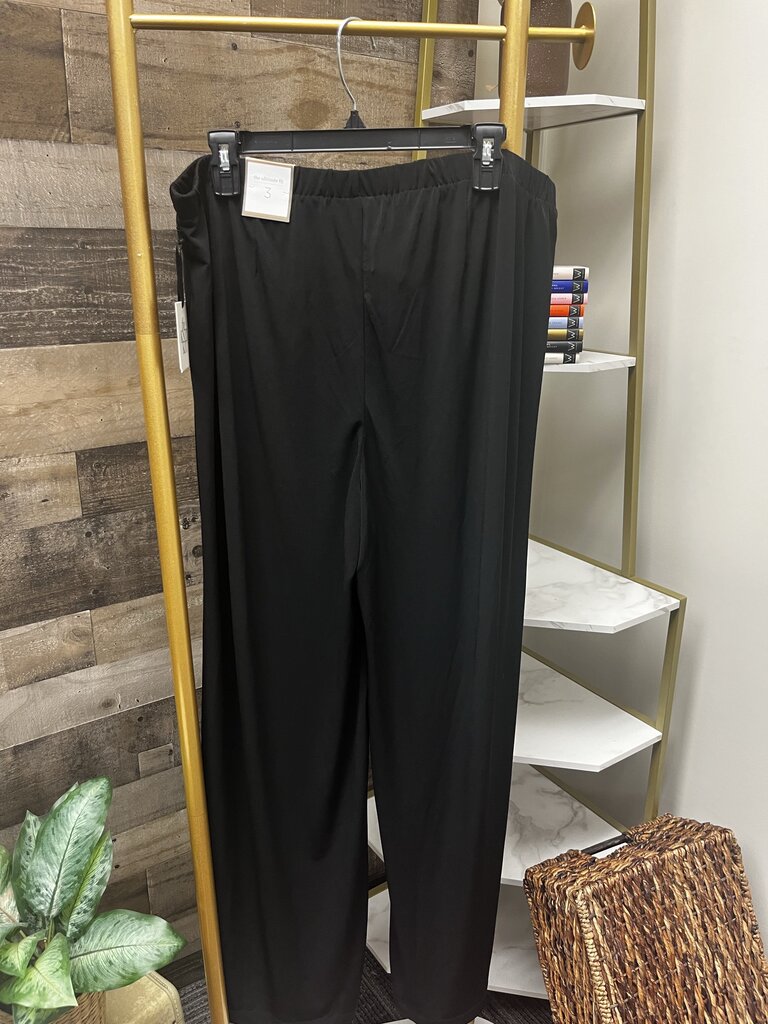 NWT Chico's Black Easy Pull On Slinky Palazzo Wide Leg Pants Size 3