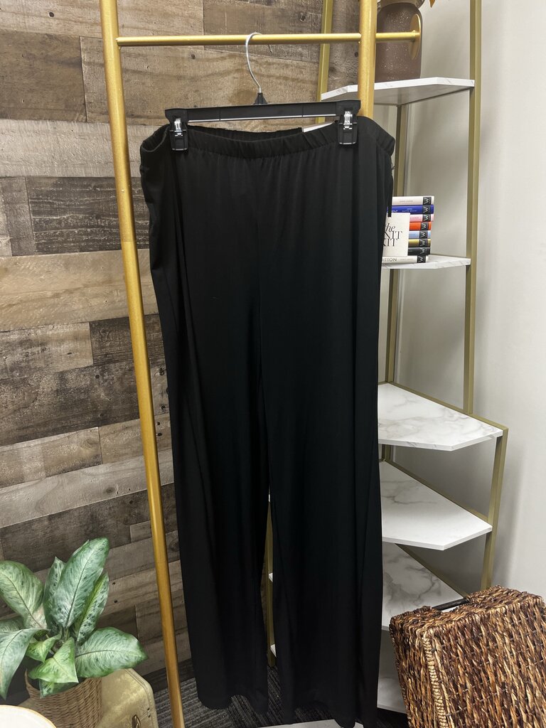 NWT Chico's Black Easy Pull On Slinky Palazzo Wide Leg Pants Size 3