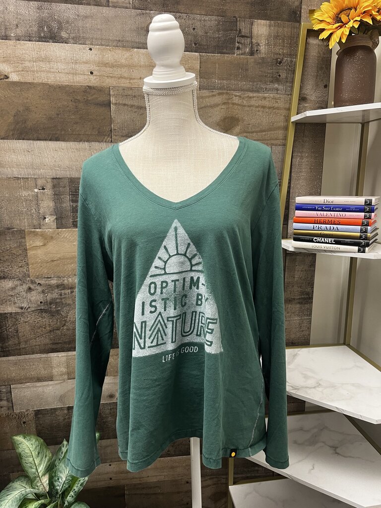 Life Is Good Optimistic by Nature Long Sleeve Tee Size XL