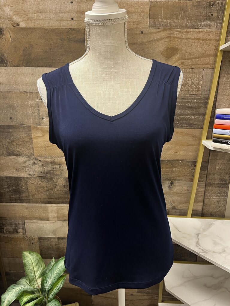 New York & Co Stretch Navy Blue Sleeveless Top Size XL