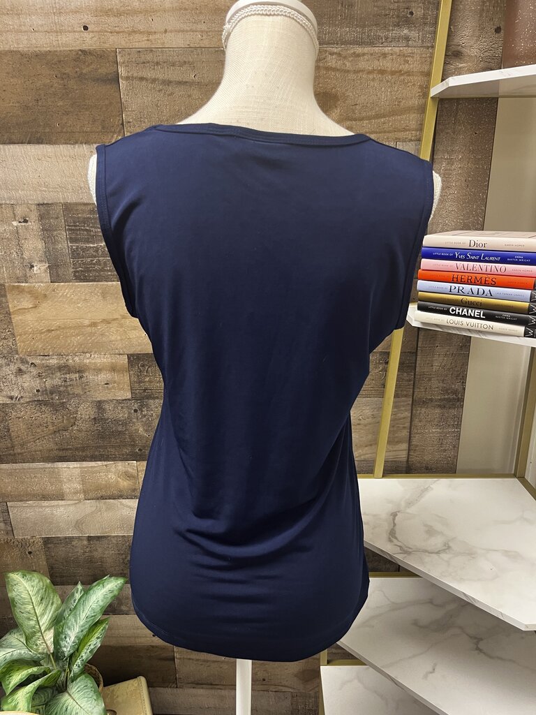 New York & Co Stretch Navy Blue Sleeveless Top Size XL