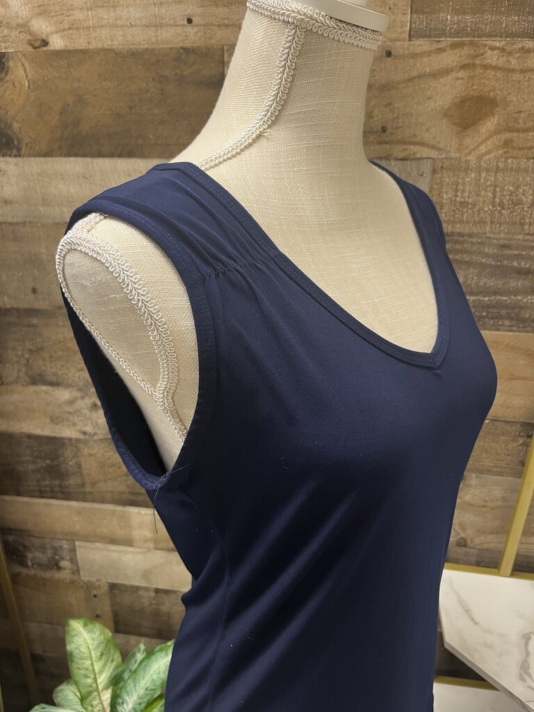 New York & Co Stretch Navy Blue Sleeveless Top Size XL
