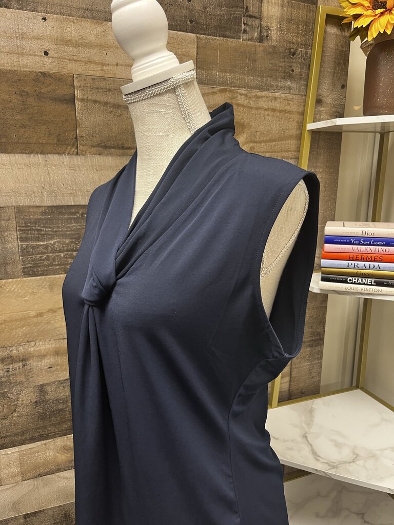 Grace Navy Blue Knot V Neck Sleeveless Top Size XL