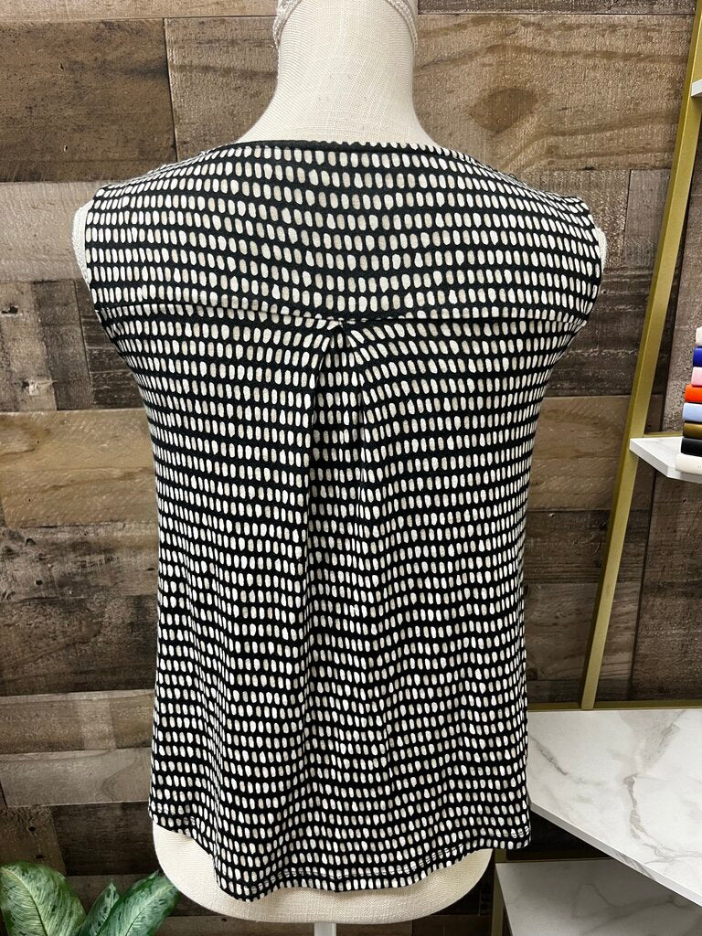 Croft & Barrow Black/Tan Dotted Sleeveless Blouse Petite M