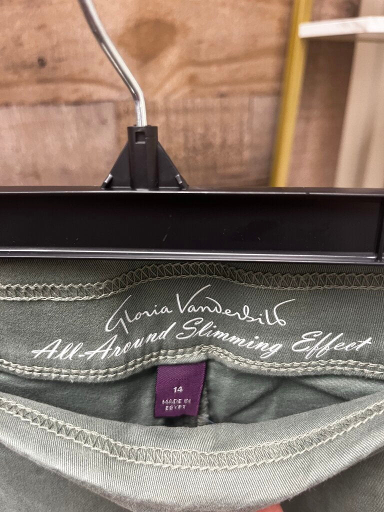 Gloria Vanderbilt All-Around Slimming Effect Olive Pants Size 14