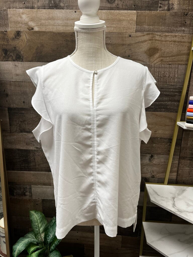 Liz Claiborne White Ruffle Sleeveless Blouse Size XL