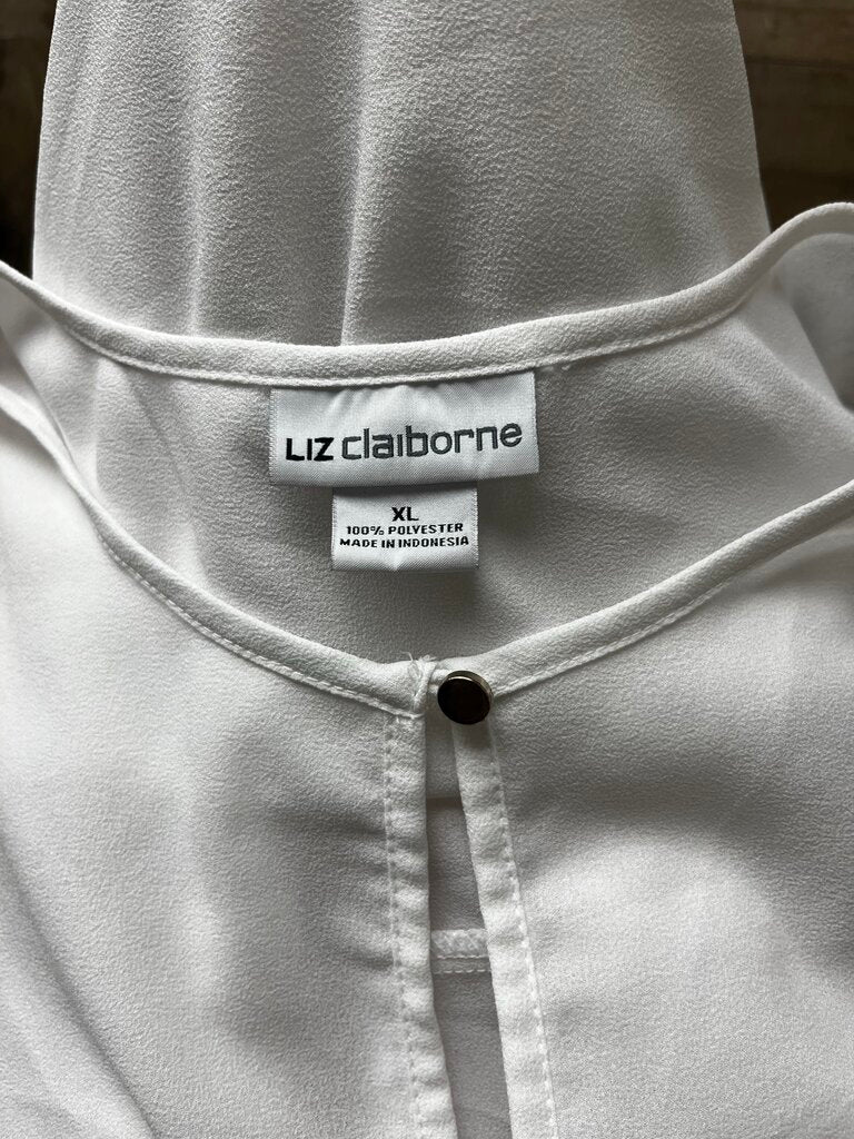 Liz Claiborne White Ruffle Sleeveless Blouse Size XL