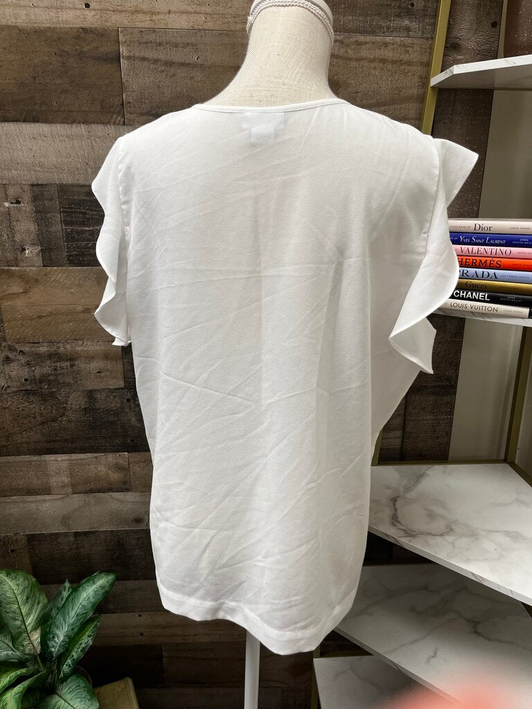 Liz Claiborne White Ruffle Sleeveless Blouse Size XL
