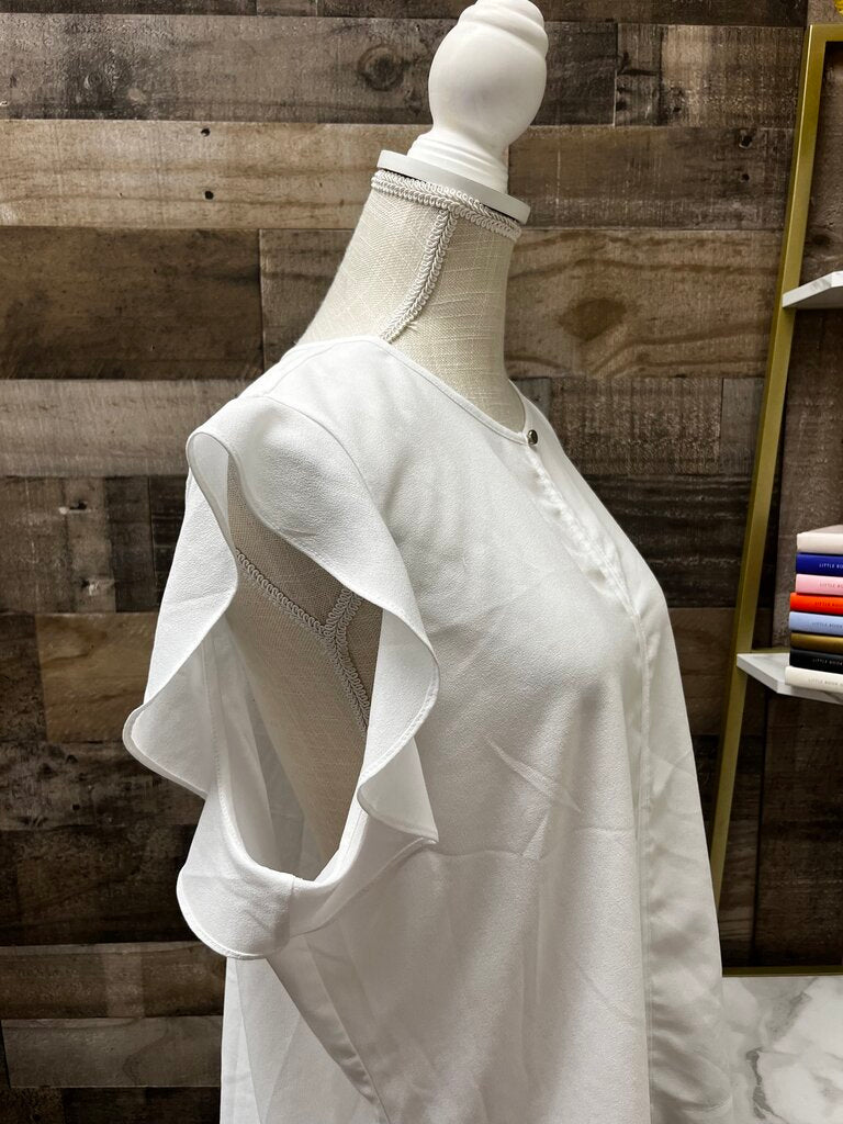 Liz Claiborne White Ruffle Sleeveless Blouse Size XL