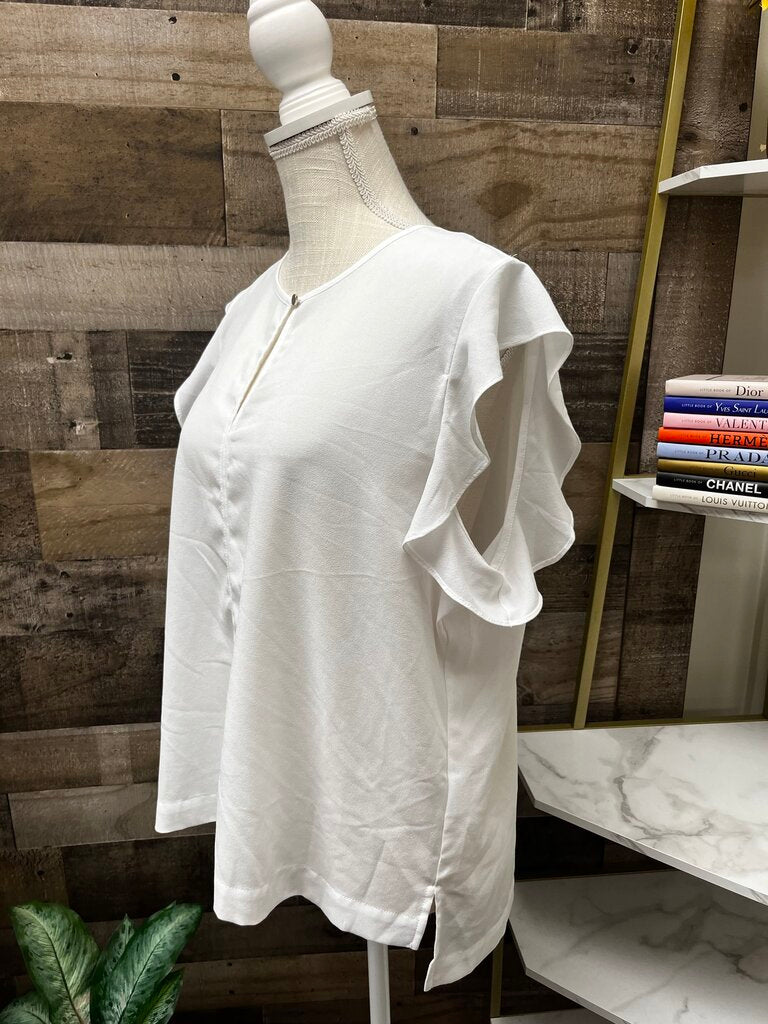 Liz Claiborne White Ruffle Sleeveless Blouse Size XL