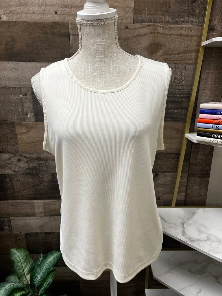 Covington Stretch Ivory Ribbed Tank Top Size L