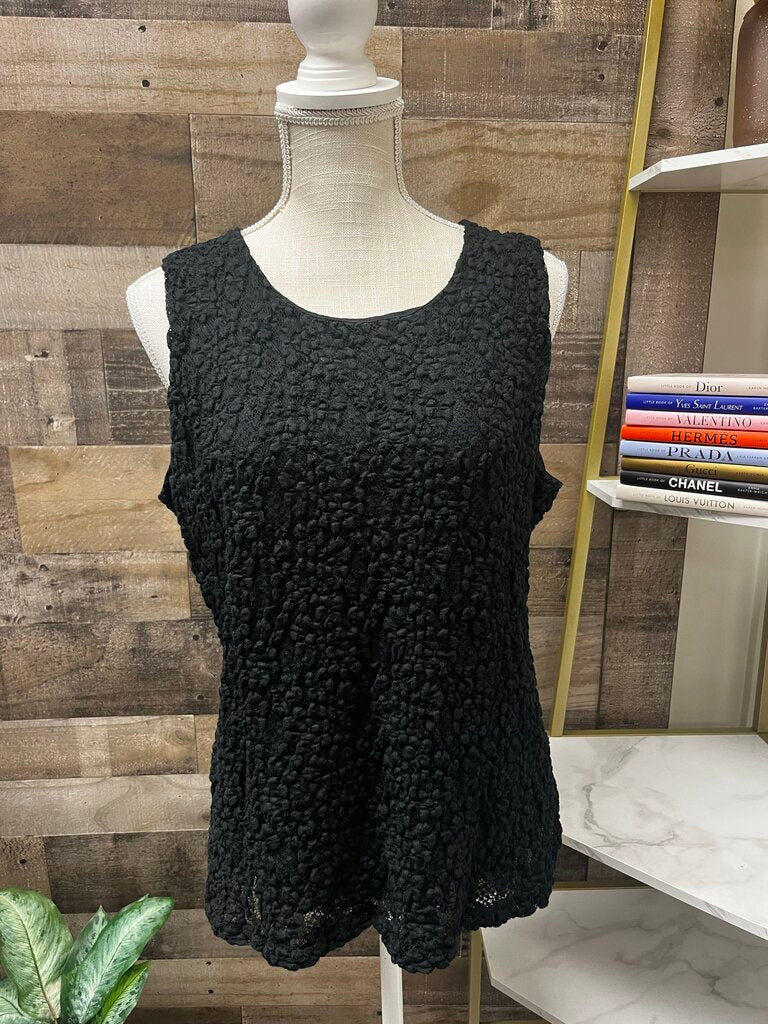 Chicos Women's Elegant Black Lace Sleeveless Top Size 2