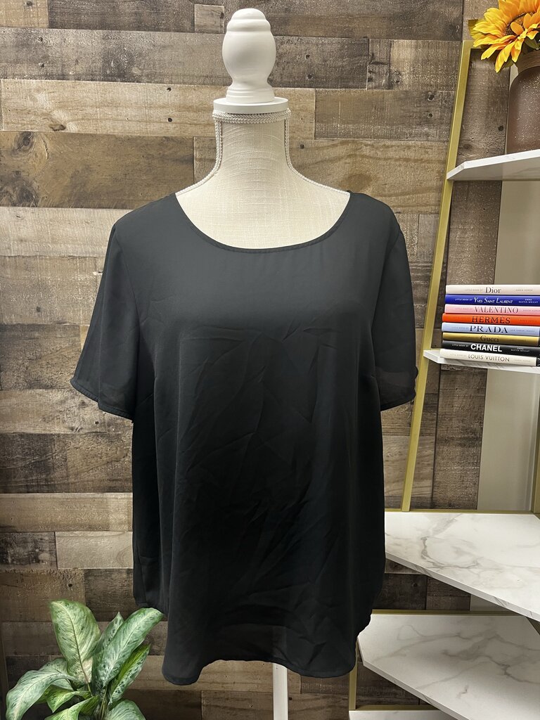 Apt. 9 Black Short Sleeve Blouse Size XL