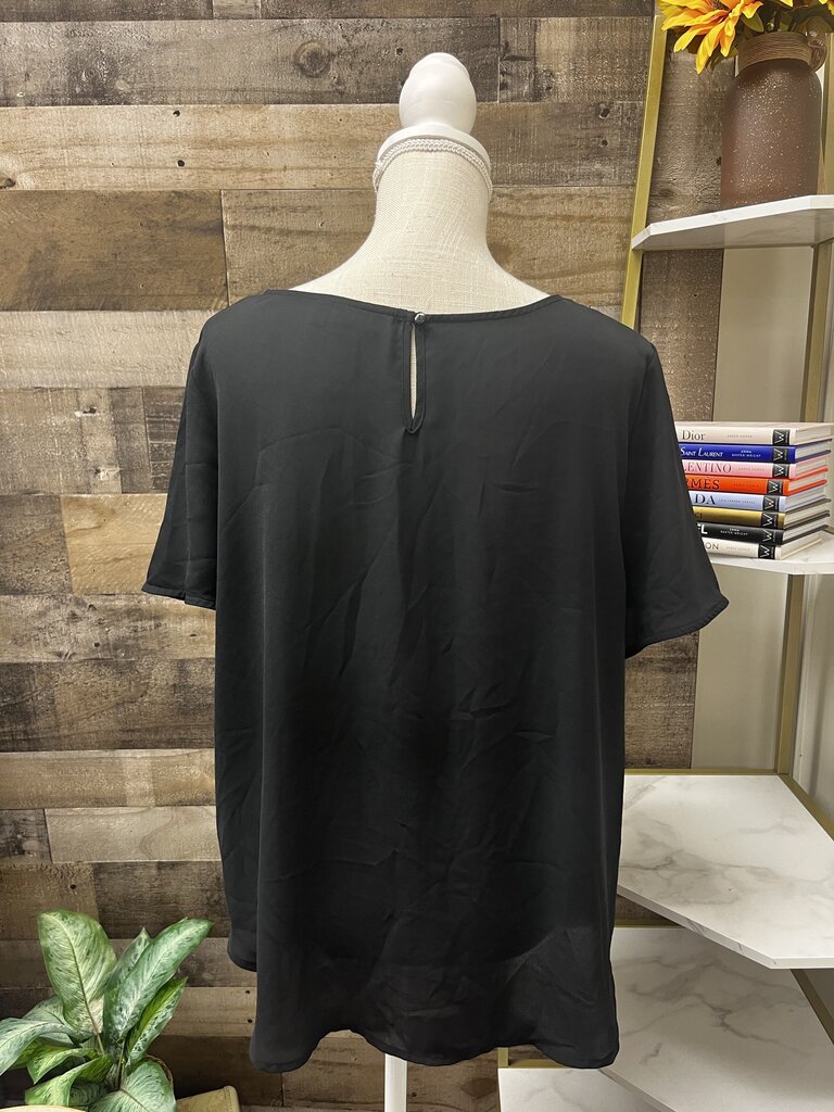 Apt. 9 Black Short Sleeve Blouse Size XL