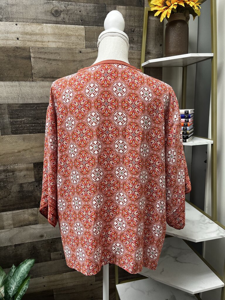 Max Studio Crepe Elbow Sleeve Blouse w/ Tie Front Size XXXL