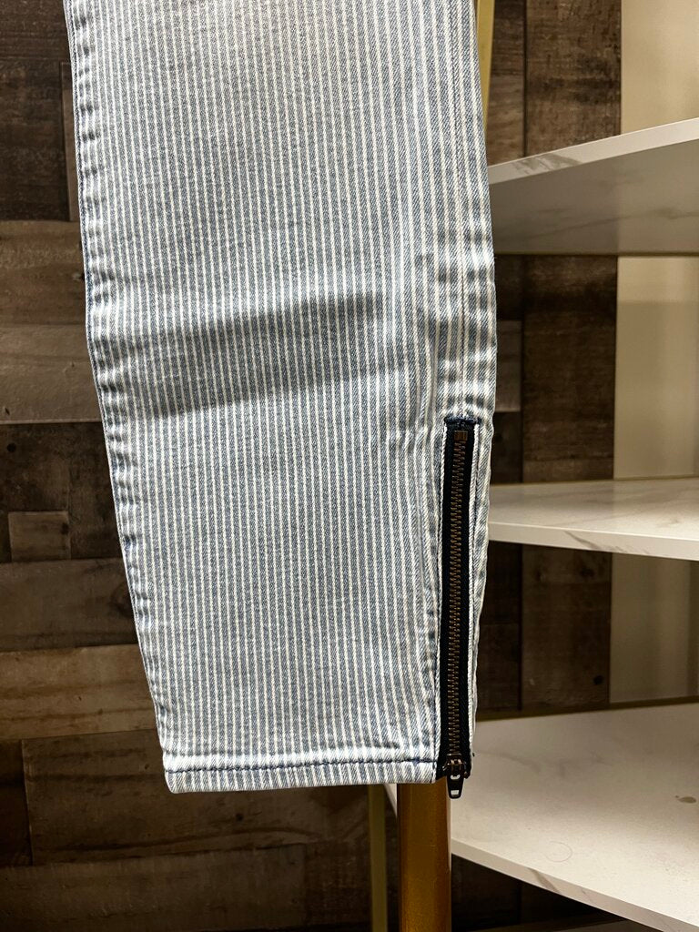 J Crew Women's Toothpick Striped Distressed Ankle Jeans Size 27