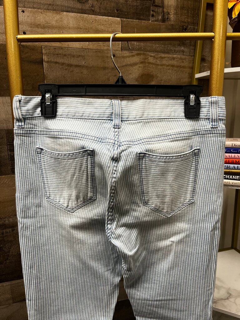 J Crew Women's Toothpick Striped Distressed Ankle Jeans Size 27