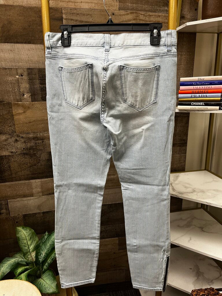 J Crew Women's Toothpick Striped Distressed Ankle Jeans Size 27