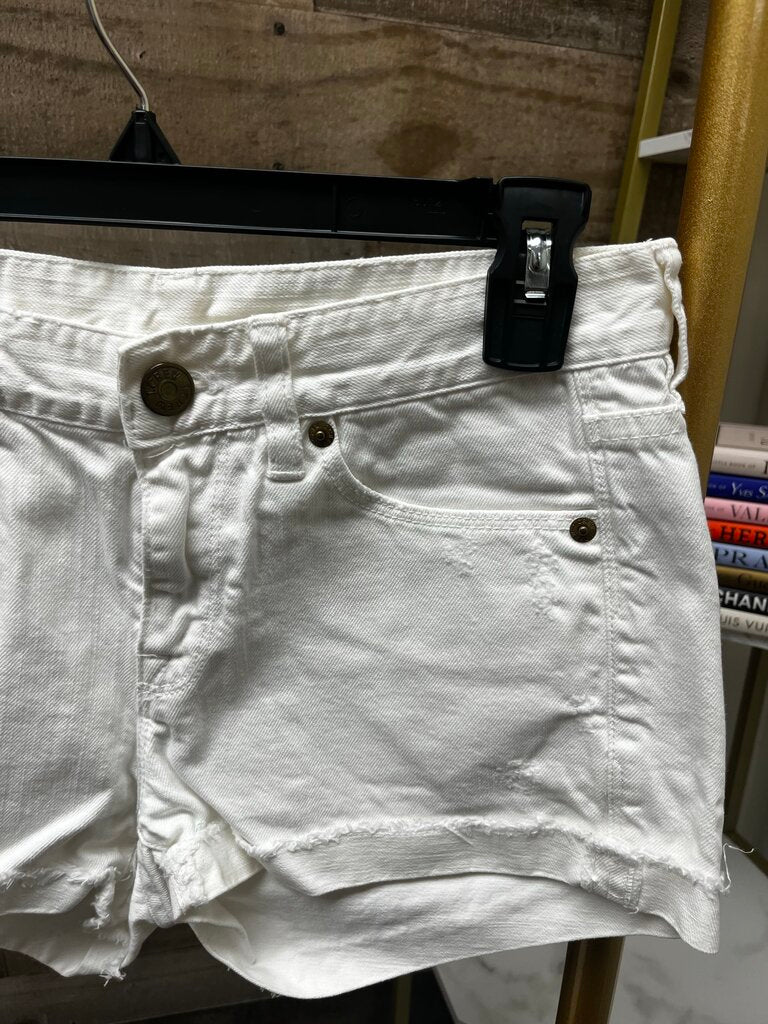 J Crew Distressed White Jean Shorts Size 25