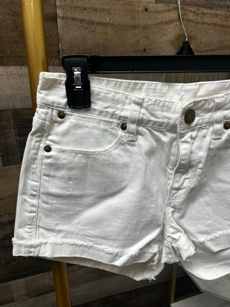 J Crew Distressed White Jean Shorts Size 25