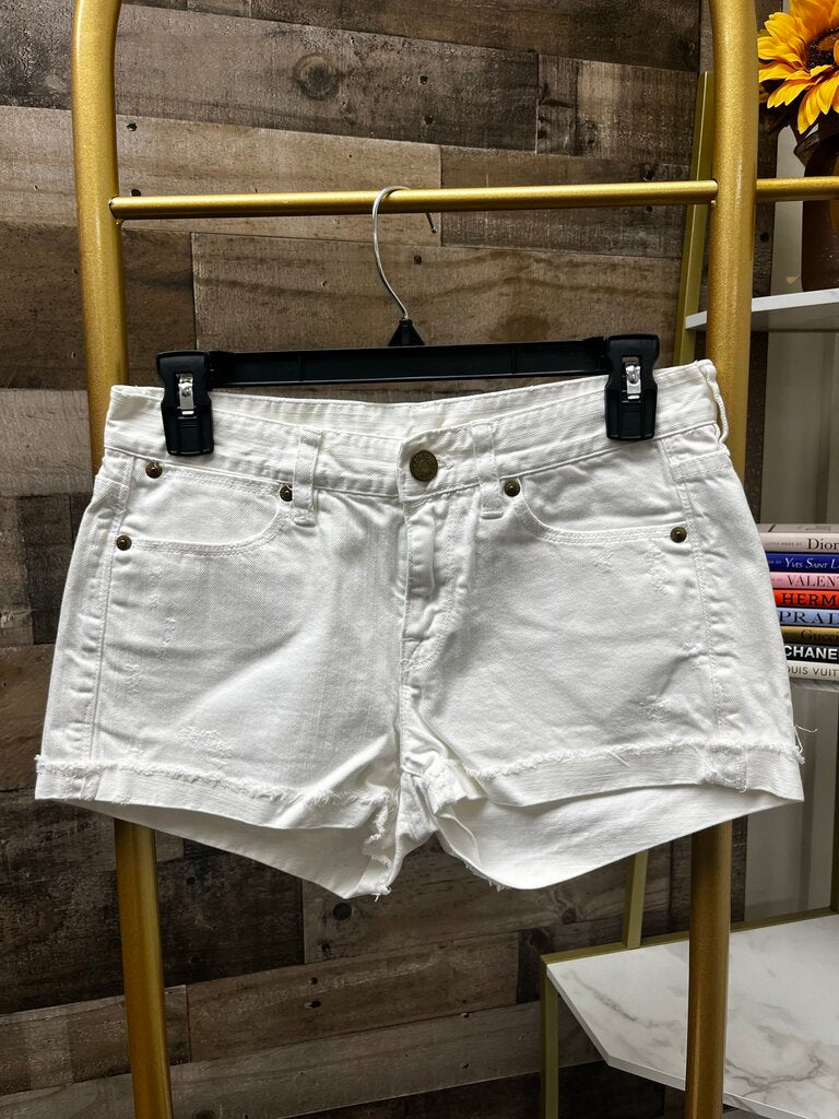 J Crew Distressed White Jean Shorts Size 25