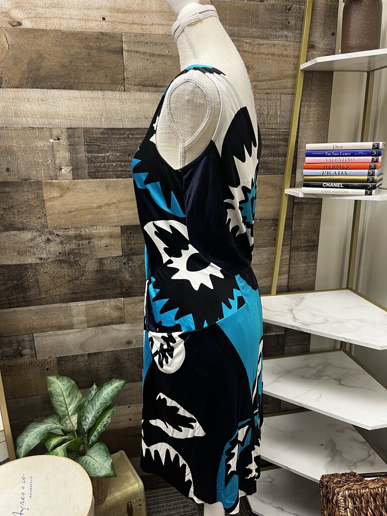 Diane VonFurstenberg Blue Midi Dress Silk Size 4
