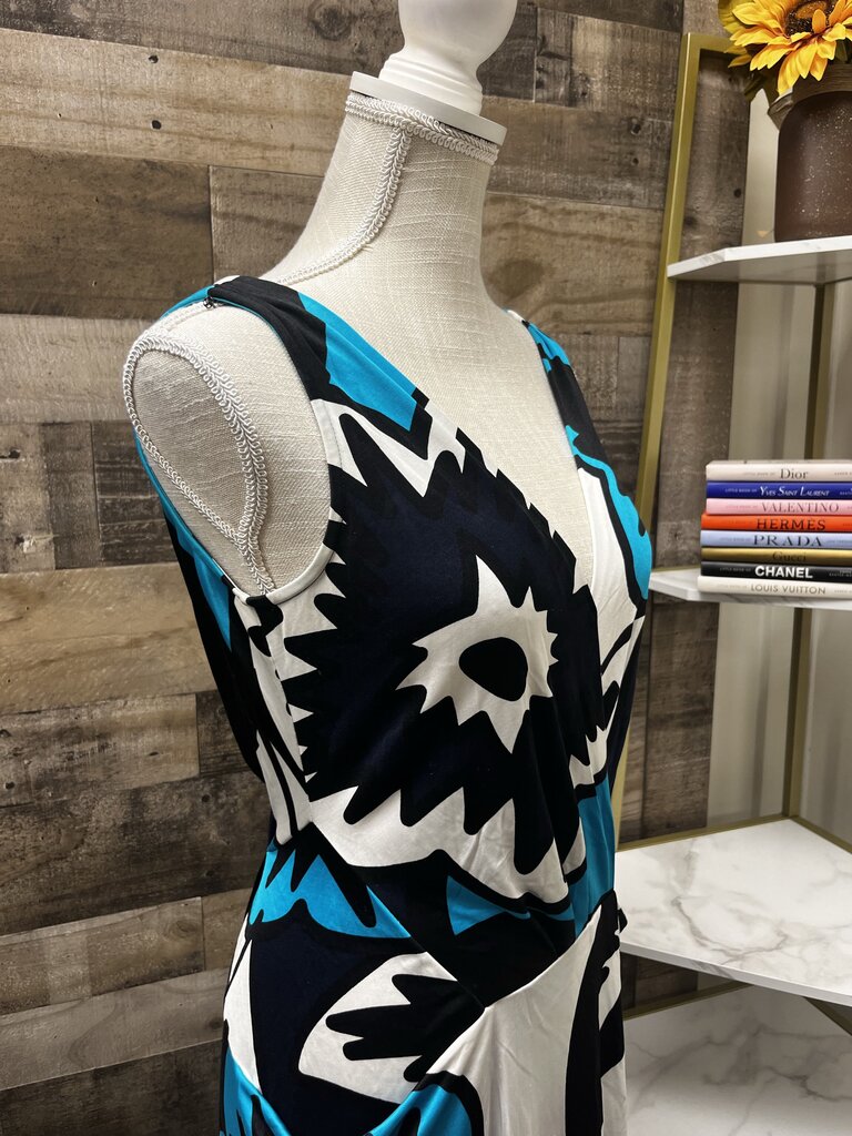 Diane VonFurstenberg Blue Midi Dress Silk Size 4