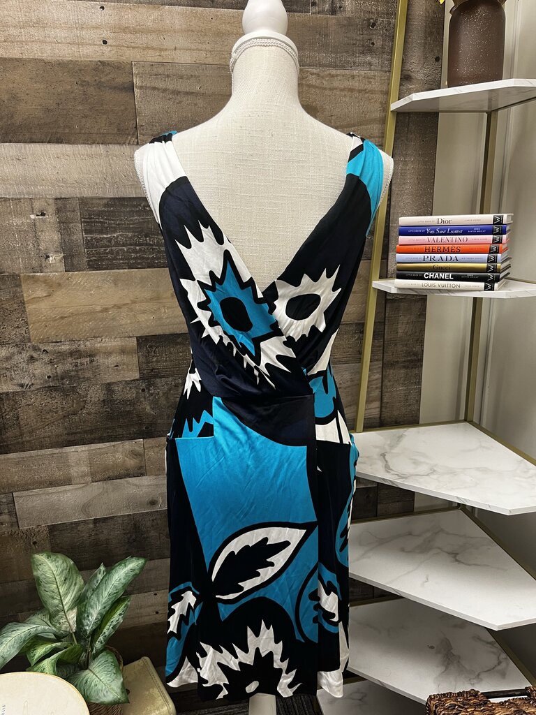 Diane VonFurstenberg Blue Midi Dress Silk Size 4
