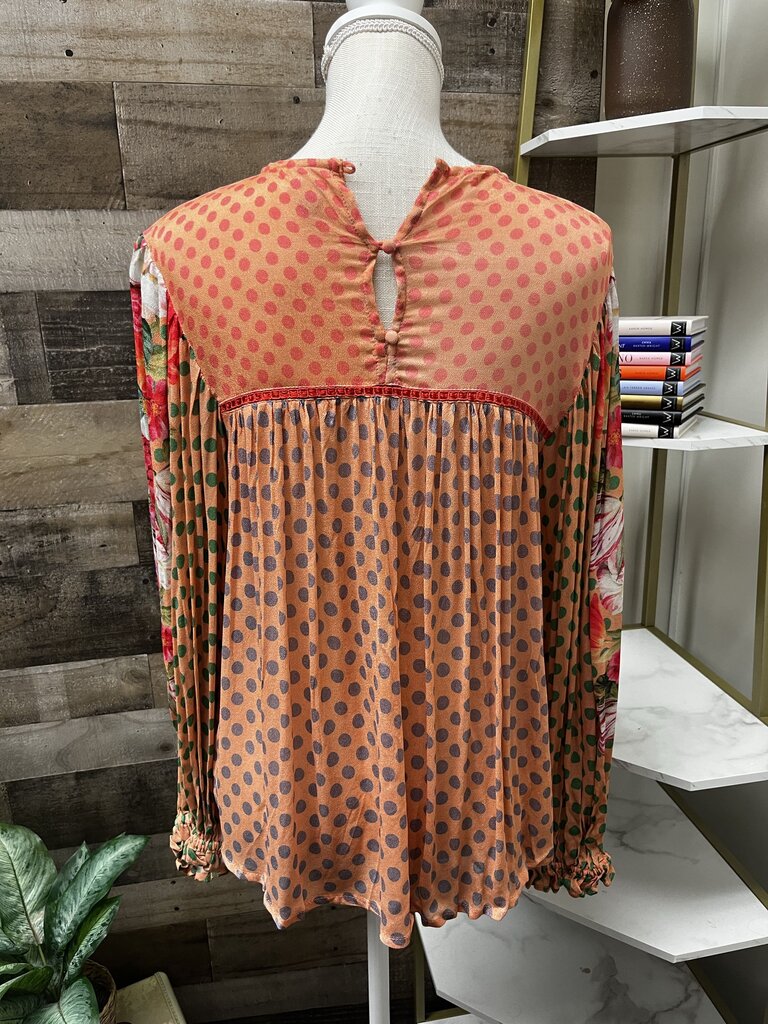 Blank London Floral Colorful Flowy Long Sleeve Blouse Size S